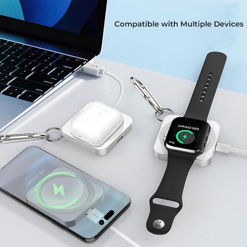 15W Magnetic 3-in-1 Wireless Charger for Apple Watch, iPhone, and Wireless Earbuds