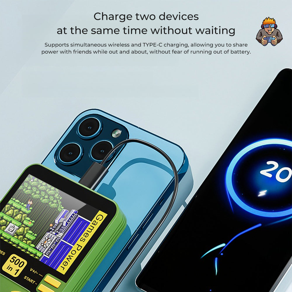 Retro Gaming Power Bank with MagSafe Wireless & Wired Fast Charging, Back Clip Style Battery Pack