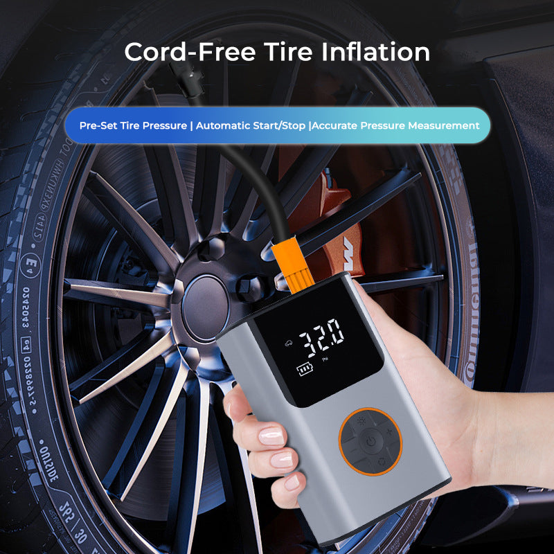 Compact Wireless Car Air Pump - Digital Display, Multi-Function, Portable Inflator for Vehicles and More