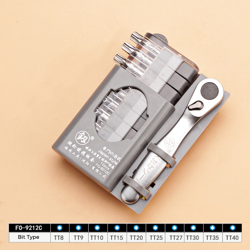 Ratchet Screwdriver Set with 10 Bits - Repair Tool Kit