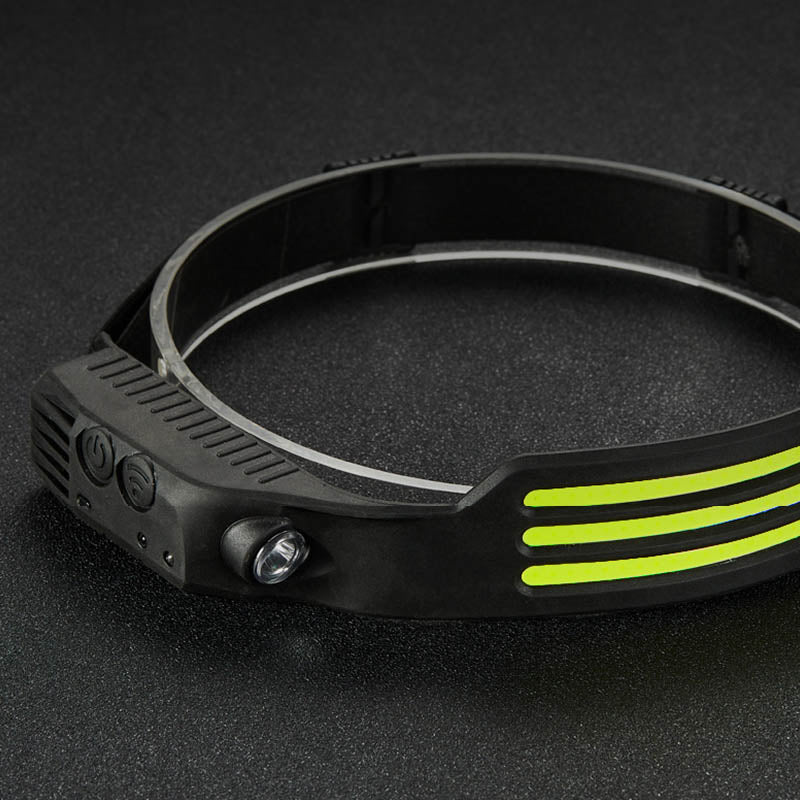Gesture Sensing COB Headlamp for Outdoor Cycling and Night Running with USB Charging and Silicone Strap