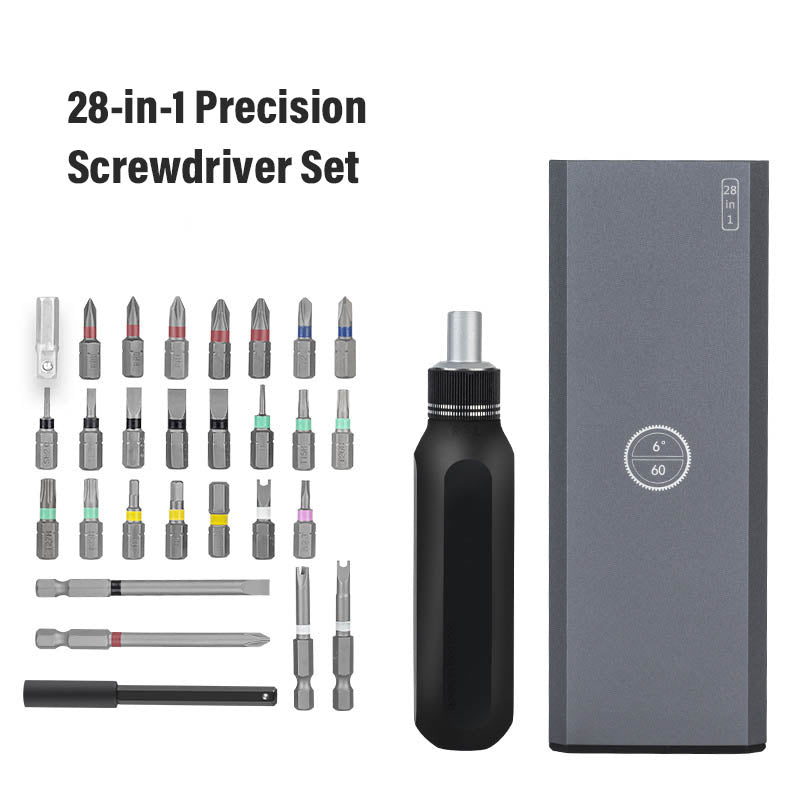 Multifunctional Screwdriver Set with Magnetic Bits, Ratchet Handle, and Extension Bar