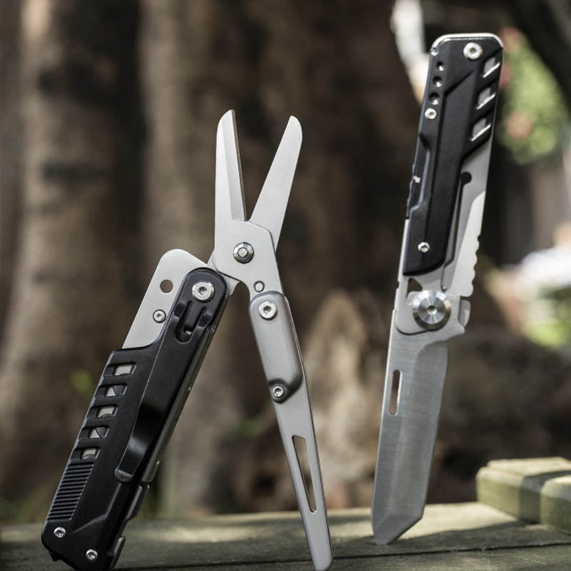 Multi-functional Folding Knife and Shears with Detachable Large Scissors for Outdoor Emergency and EDC