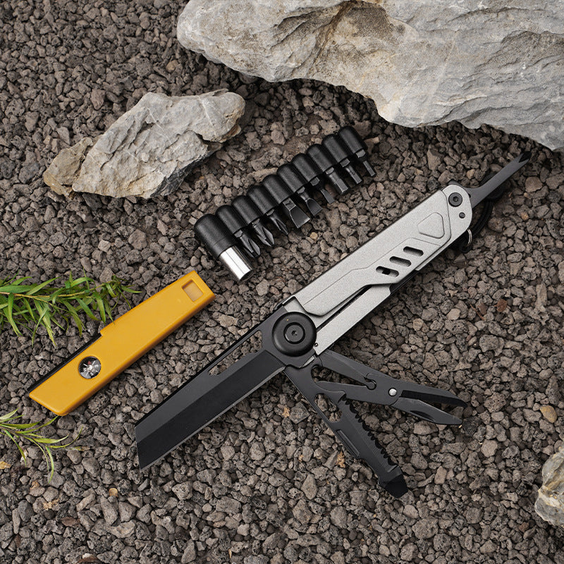 Multi-Functional All-Steel Folding Knife with High Hardness Outdoor Knife, Scissors, and Screwdriver Combination Tool