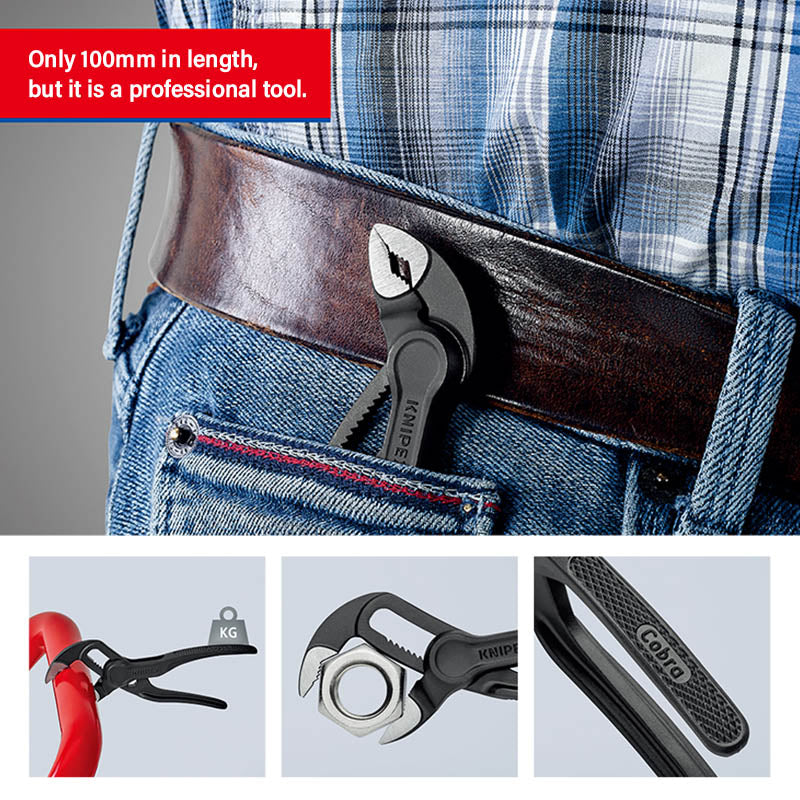 KNIPEX Cobra XS Mini Water Pump Pliers - Adjustable Grip Wrench, 4 inches