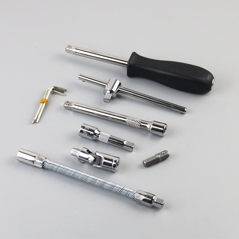 46pcs Car Repair Tool Kit, 1/4-Inch Socket Set, Ratchet Torque Wrench Combo